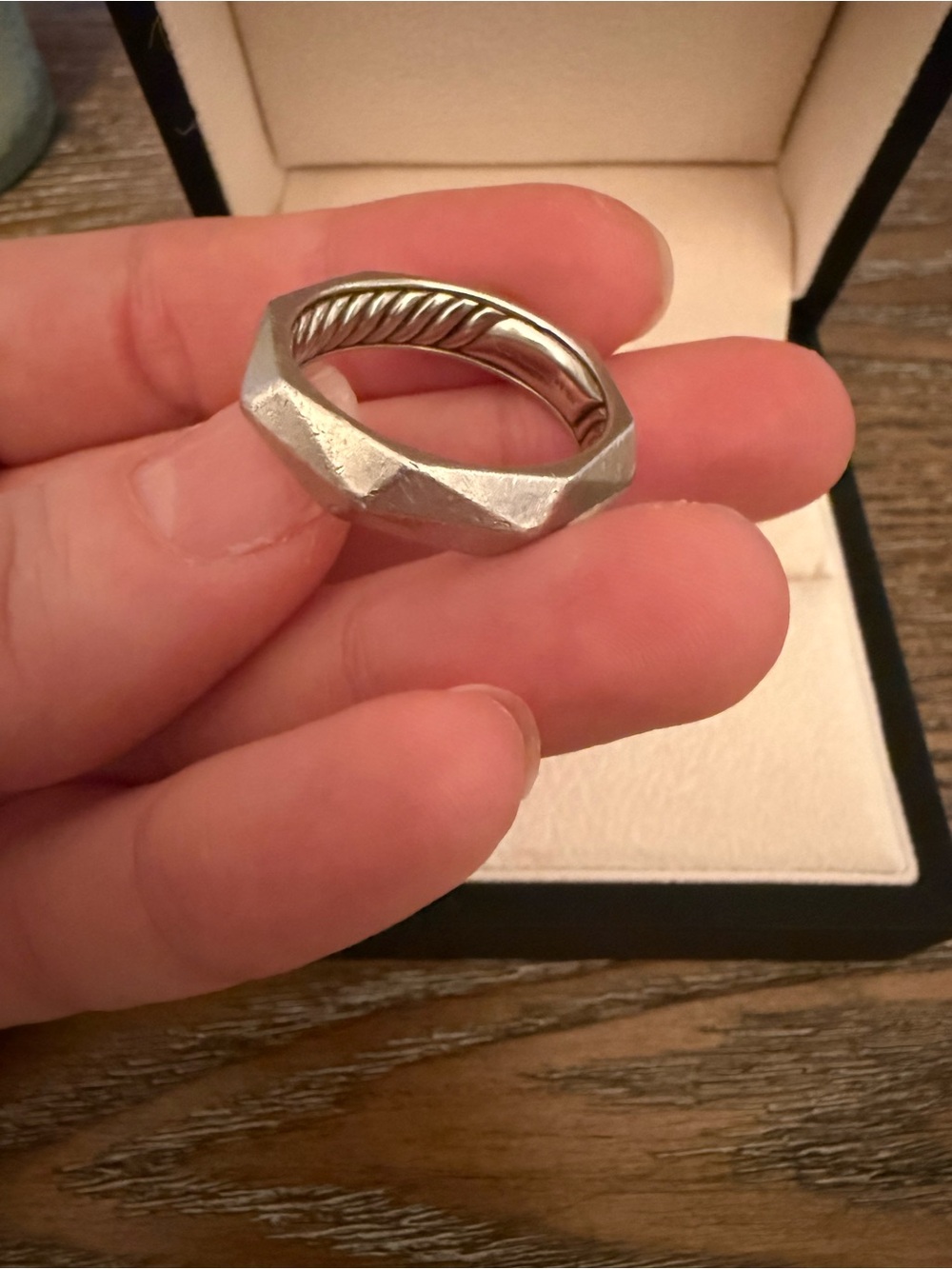 David Yurman Rare Retired Solid 950 Platinum Faceted 6mm 13-15g Band Size 9.5